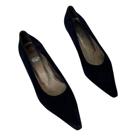 Franchetti Bond Laura Suede Navy Blue Pump Heels Women's Pointed Toe 40.5 US 10 - Picture 1 of 9